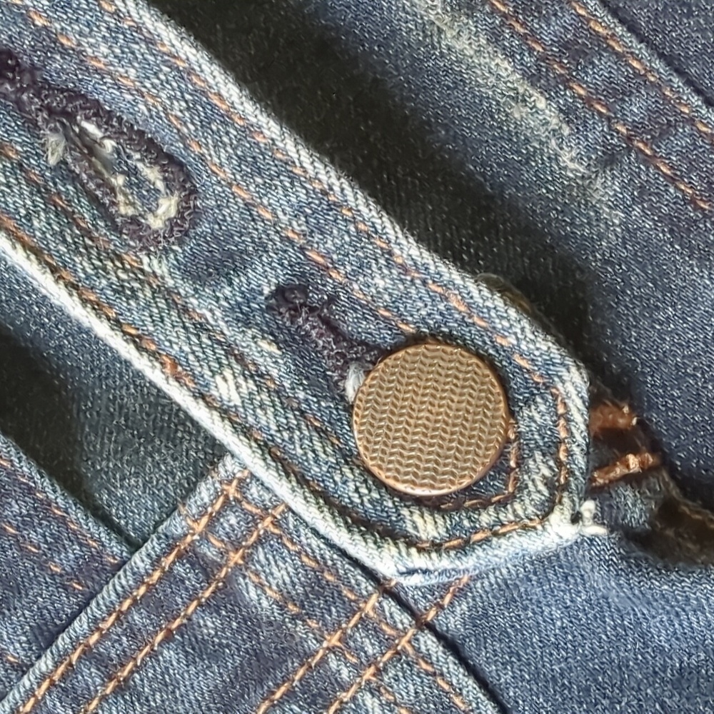 FREE PEOPLE I Slim/Skinny Fit Dark Blue Denim Jean Century Overalls, 26 - Picture 14 of 15